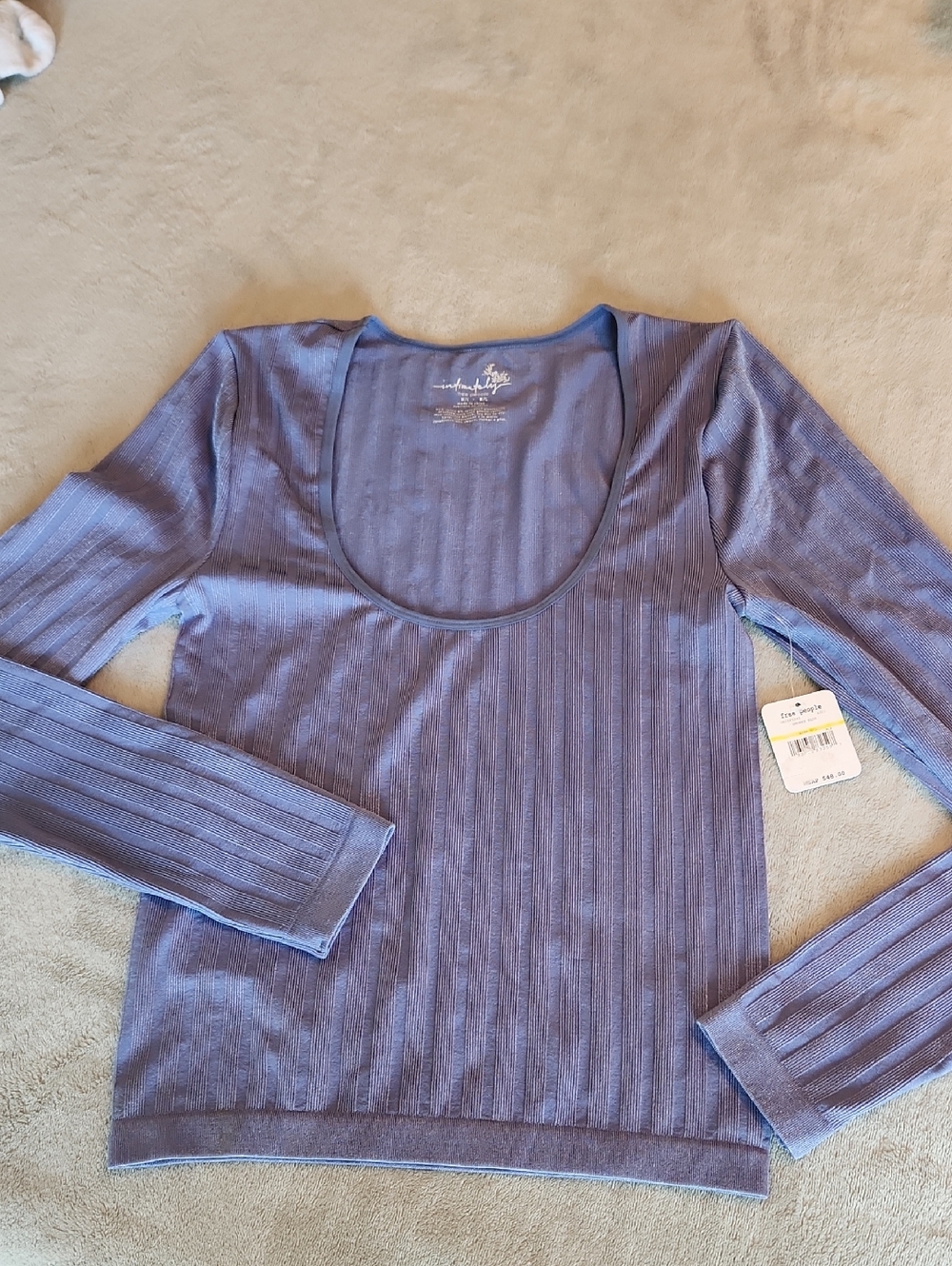 #BACK TO SCHOOL SALE# Free People Ribbed Scoop Neck Long Sleeve Top